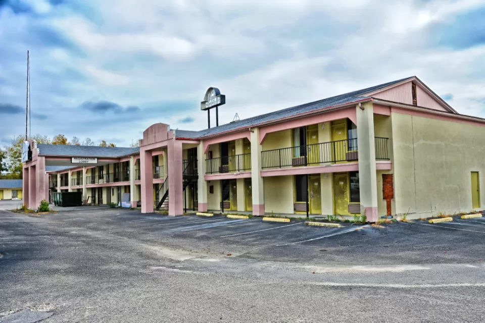Vacant, shuttered motel